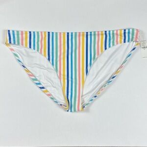 Old Navy Bikini Swim Bottoms Women XXL White Rainbow Stripe Low Rise